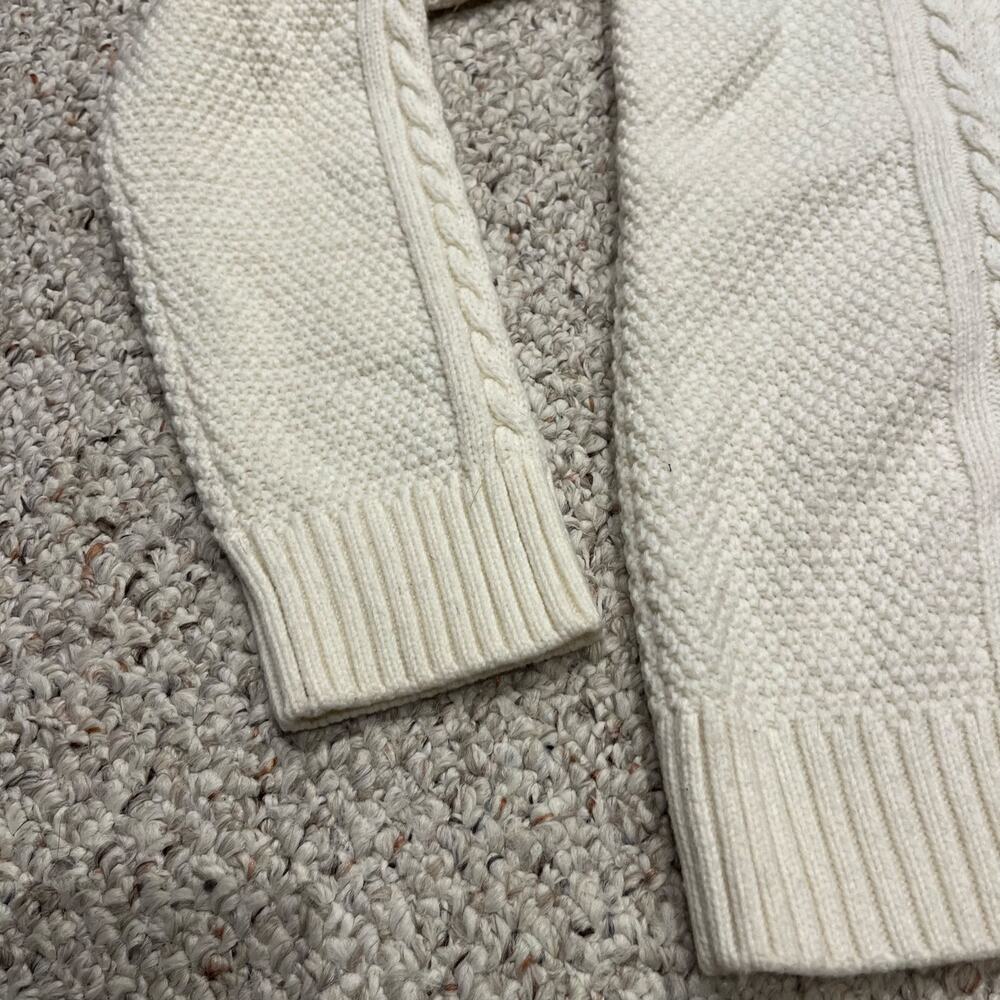 PLST Knit Sweater Cream XL Crewneck Preppy Classic Fisherman Casual - Picture 3 of 6